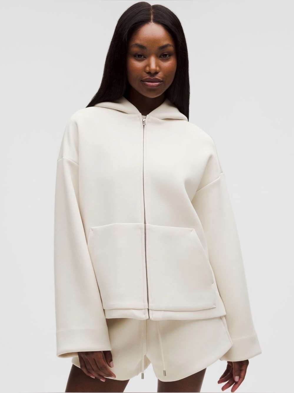 NWT LULULEMON Sleek Spacer Full-Zip Hoodie Sweater, Large, Light Ivory